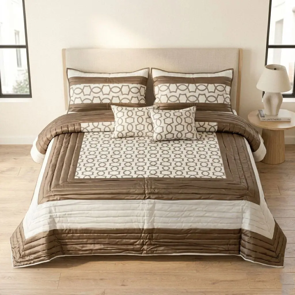 Premium Geometric Honeycomb Luxury Bedcover Set (King Size (108 × 108 inches))